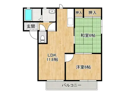 シティパレスII(2LDK/2階)の間取り写真