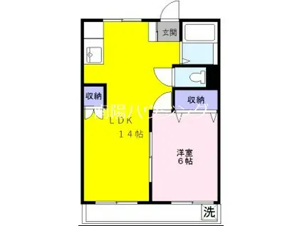 フジビル(1LDK/3階)の間取り写真