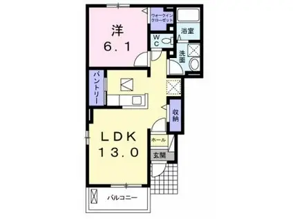 エトワール ポレール I(1LDK/1階)の間取り写真