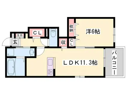 PLATA I(1LDK/1階)の間取り写真