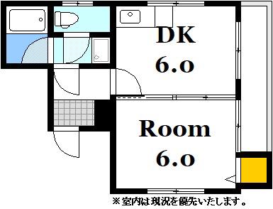 平岡ファミリービル十日市(1DK/3階)の間取り写真