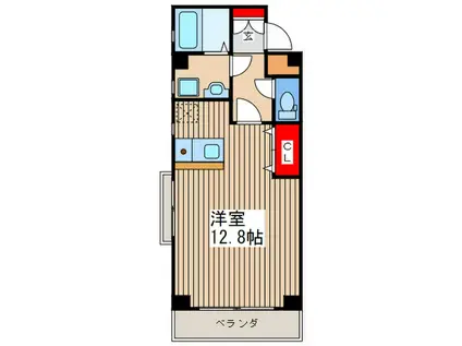 ピアヒルズ市川堀之内(ワンルーム/4階)の間取り写真