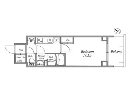 ジェノヴィア神戸湊川公園(1K/12階)の間取り写真
