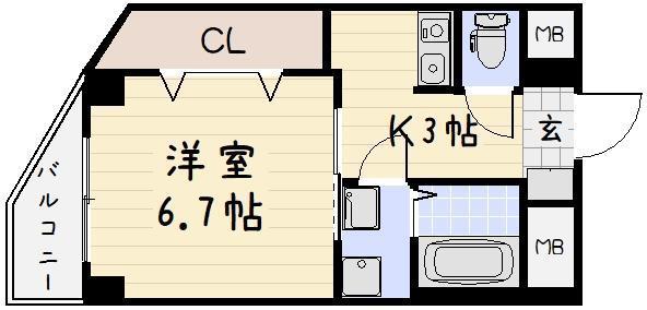 矢島ビル(1K/5階)の間取り写真