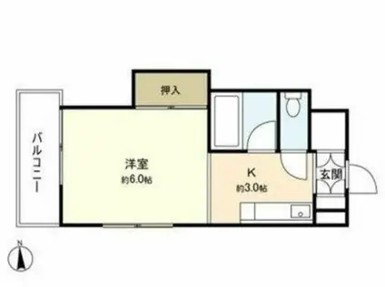 ユナイト上杉ビル(1K/4階)の間取り写真