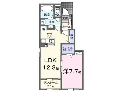 ヒカルサ諫早I(1LDK/1階)の間取り写真