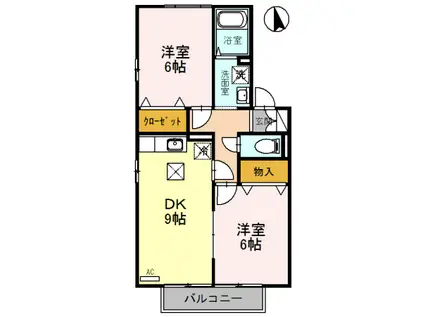 セジュールSAKUDAII(2DK/1階)の間取り写真