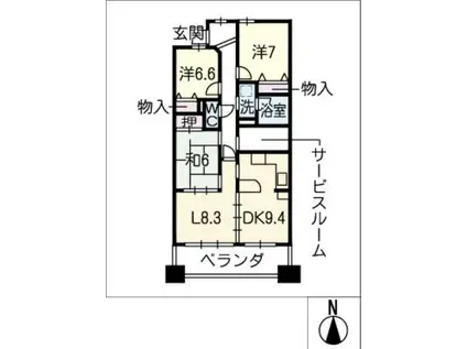 ライオンズ岐阜セントマークス壱番館308(3SLDK/3階)の間取り写真
