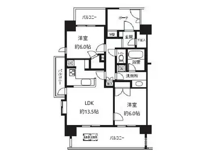 ライオンズシティ白金高輪(2LDK/9階)の間取り写真
