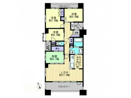 サーパス太田中央公園二番館(4LDK/8階)の間取り写真