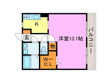 夢咲きの里D棟(1K/2階)の間取り写真