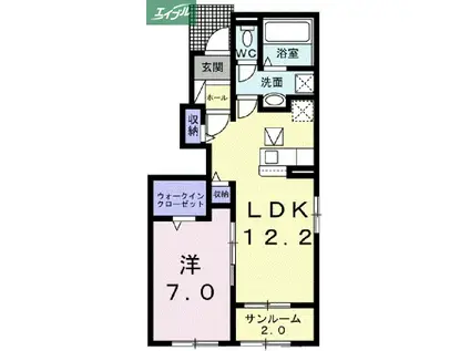 シンフォニーIV(1LDK/1階)の間取り写真