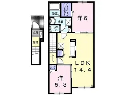 ボヌール・デ・ラ・メゾンI(2LDK/2階)の間取り写真