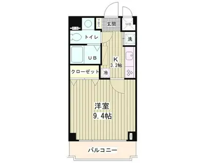 ラフィネ築地(1K/3階)の間取り写真