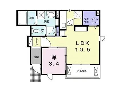 ディア ベルジュII(1LDK/1階)の間取り写真