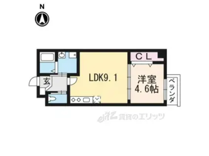 MORE五条2(1LDK/4階)の間取り写真