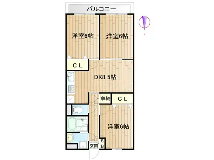 モンテ鹿島(3DK/5階)の間取り写真