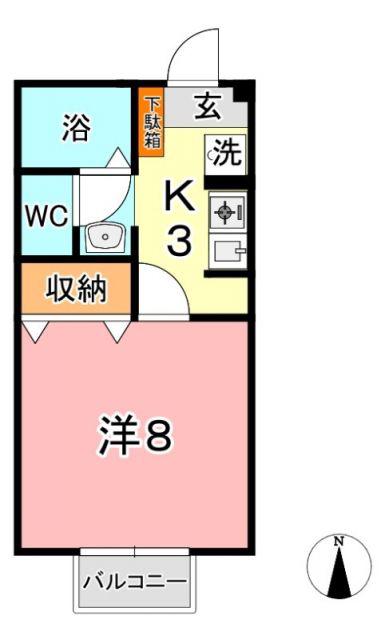 セジュール大樹(1K/1階)の間取り写真