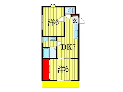 ソワサント我妻(2DK/2階)の間取り写真