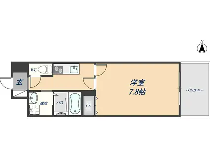 CASSIA住道(1K/8階)の間取り写真