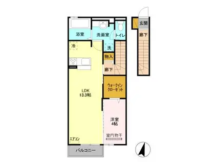 GRACE(1LDK/2階)の間取り写真