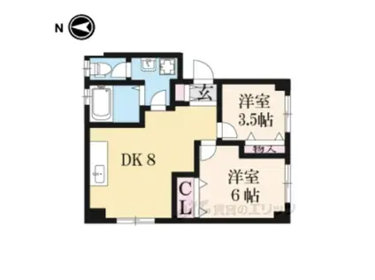 中澤マンション(2LDK/3階)の間取り写真