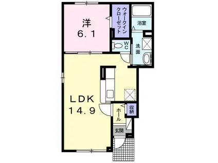 アイリス苫小牧(1LDK/1階)の間取り写真