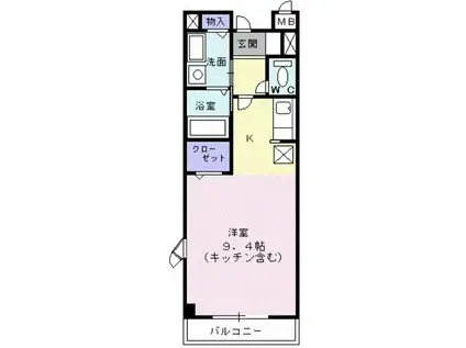 プラティーク東所沢B(ワンルーム/2階)の間取り写真