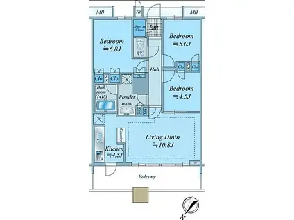 ブリリアマーレ有明タワー&ガーデン(3LDK/17階)の間取り写真