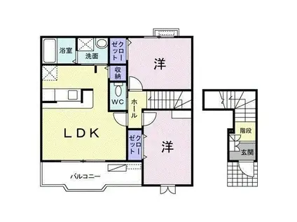 クリアネス(2LDK/2階)の間取り写真