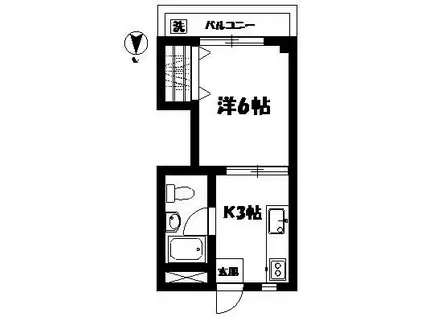 メゾンタナカ(1K/2階)の間取り写真