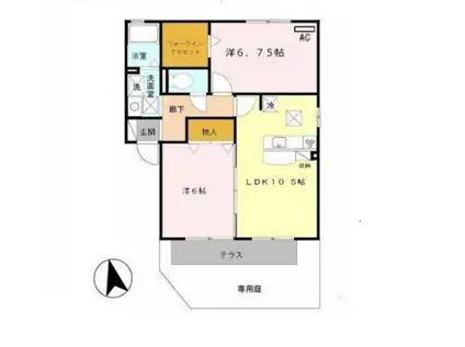 サンヴィレッジ田尻A棟(2LDK/1階)の間取り写真