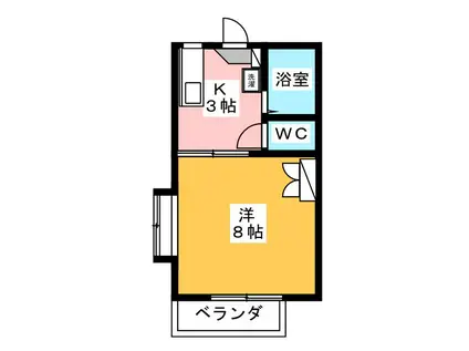 メゾンミカタB(1K/1階)の間取り写真