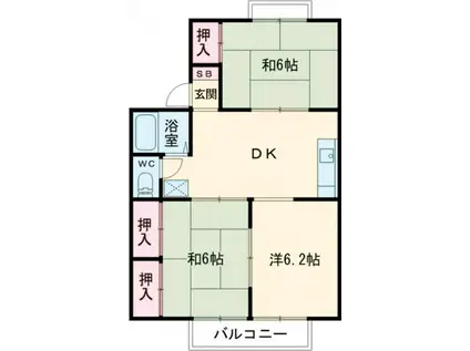 フォブールアベリアB(3DK/1階)の間取り写真