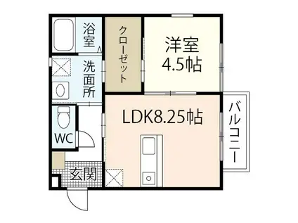 LA PORTE江波本町(1LDK/2階)の間取り写真