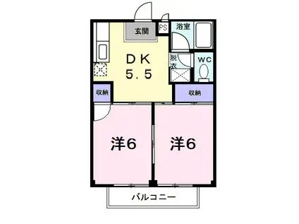 美郷II番館(2DK/2階)の間取り写真