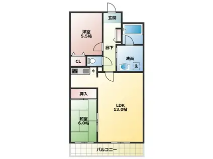 ラフィーネ香里園(2LDK/3階)の間取り写真