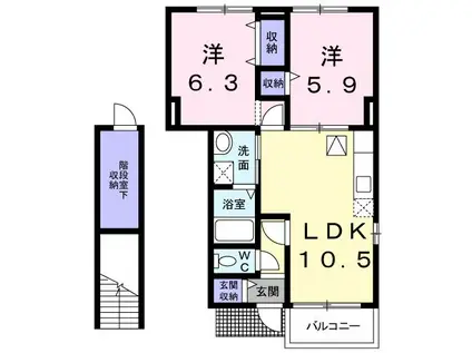 ポプラーレPARTIII(2LDK/1階)の間取り写真