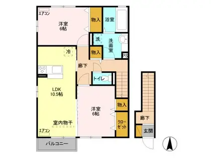 スクエア(2LDK/2階)の間取り写真