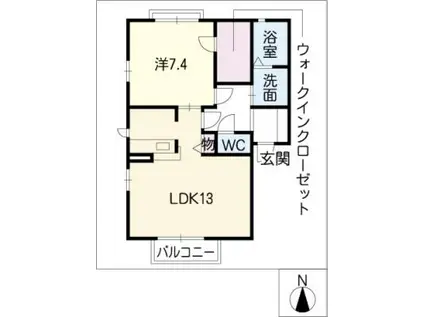 フォーレス二ヶ崎(1LDK/1階)の間取り写真