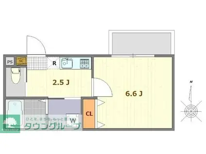 キャメル越谷東(1K/1階)の間取り写真