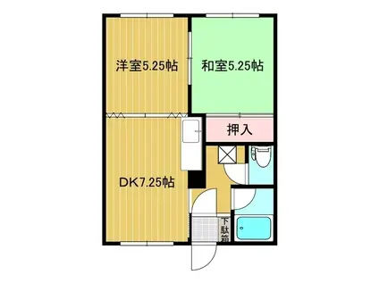 花園ハイツ(2DK/1階)の間取り写真