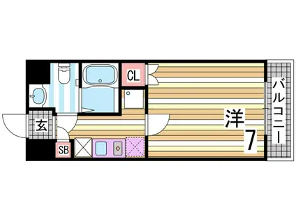 スカイヒル名谷(1K/7階)の間取り写真