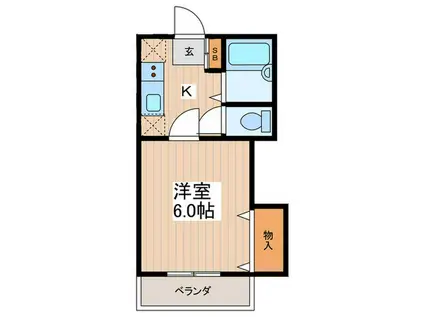 ブリュージュ鷹の台(1K/2階)の間取り写真