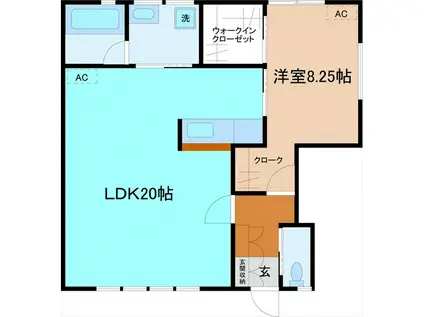 ティーワイズ(1LDK/1階)の間取り写真