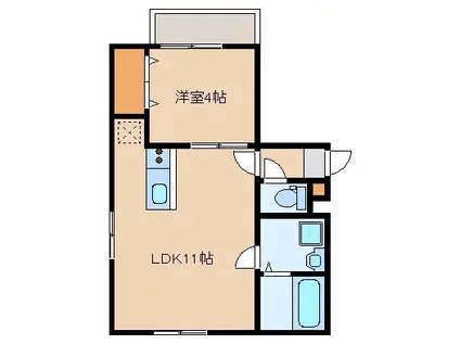 ベルデマール箱崎II(1LDK/2階)の間取り写真