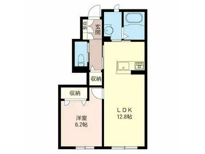 グロリオーサJ(1LDK/1階)の間取り写真