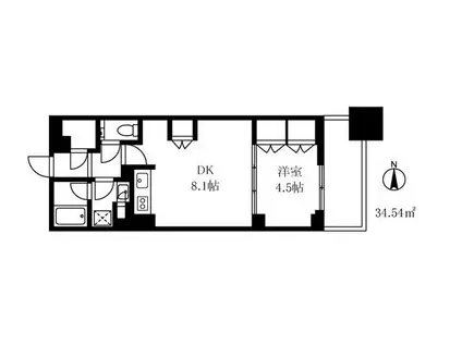 シティタワー銀座東(1DK/7階)の間取り写真