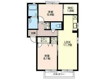 パティオII(2LDK/2階)の間取り写真