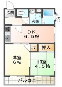 野里ハイツ(2LDK/4階)の間取り写真